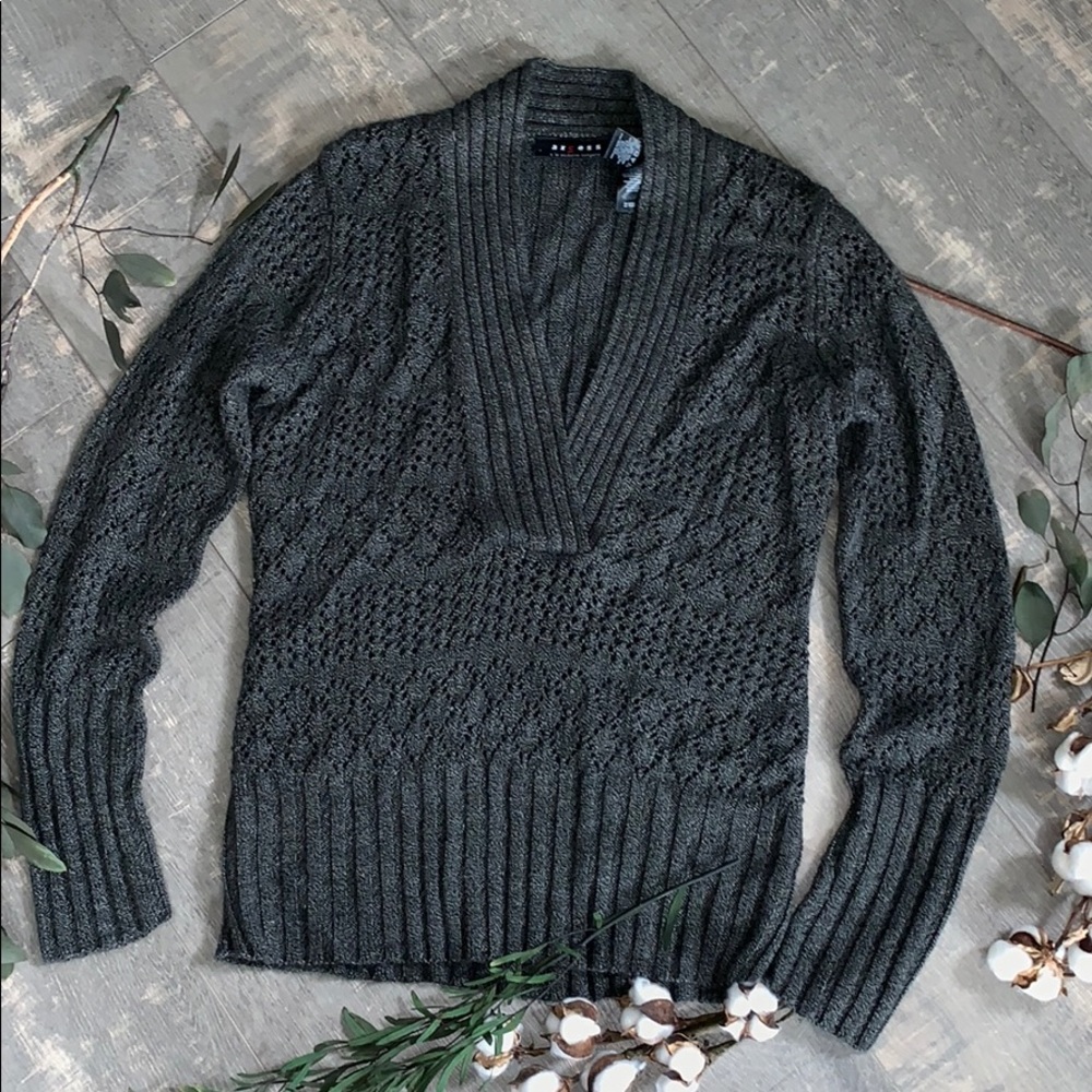 Charcoal gray casual sweater cute detail